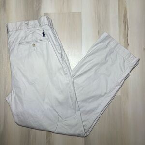 Polo Ralph Lauren Chino Pants Mens Sz 34x30 White/tan Flat Front Preppy Casual